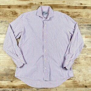 Ledbury Fine Shirting Slim Fit Pink & Blue Dress Shirt Size 17